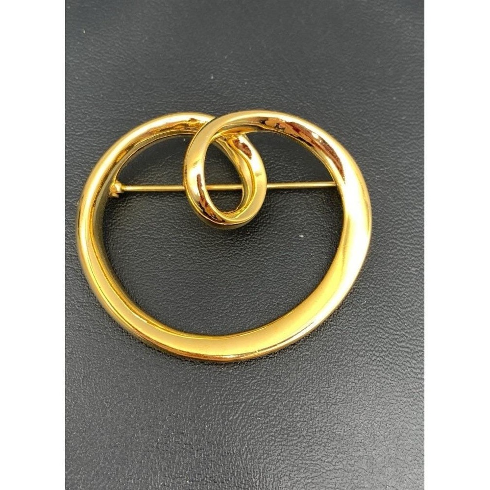 Vintage Napier Gold Tone Abstract Swirl Brooch Signed